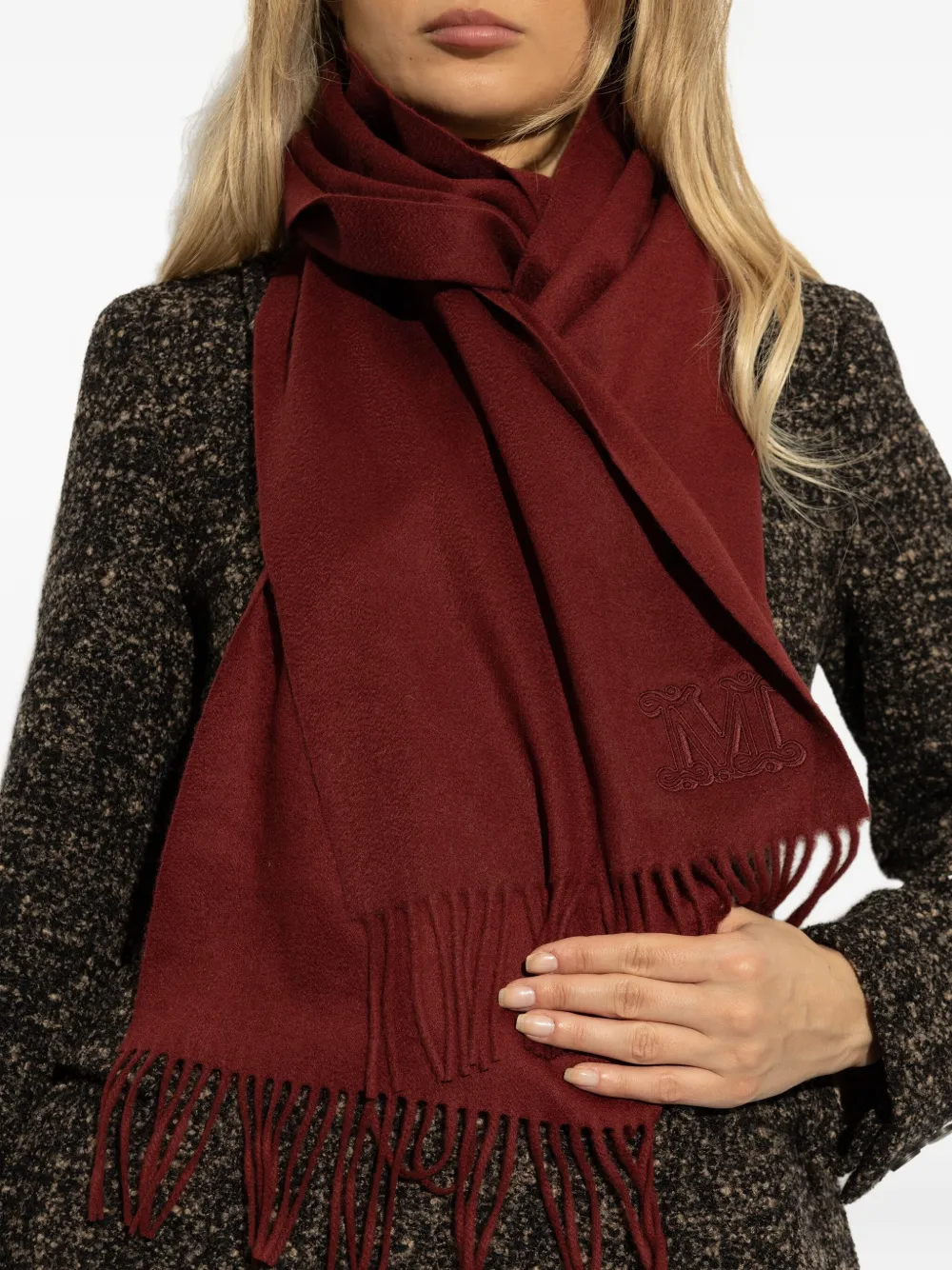 Max Mara Dalia sjaal met franje - Rood