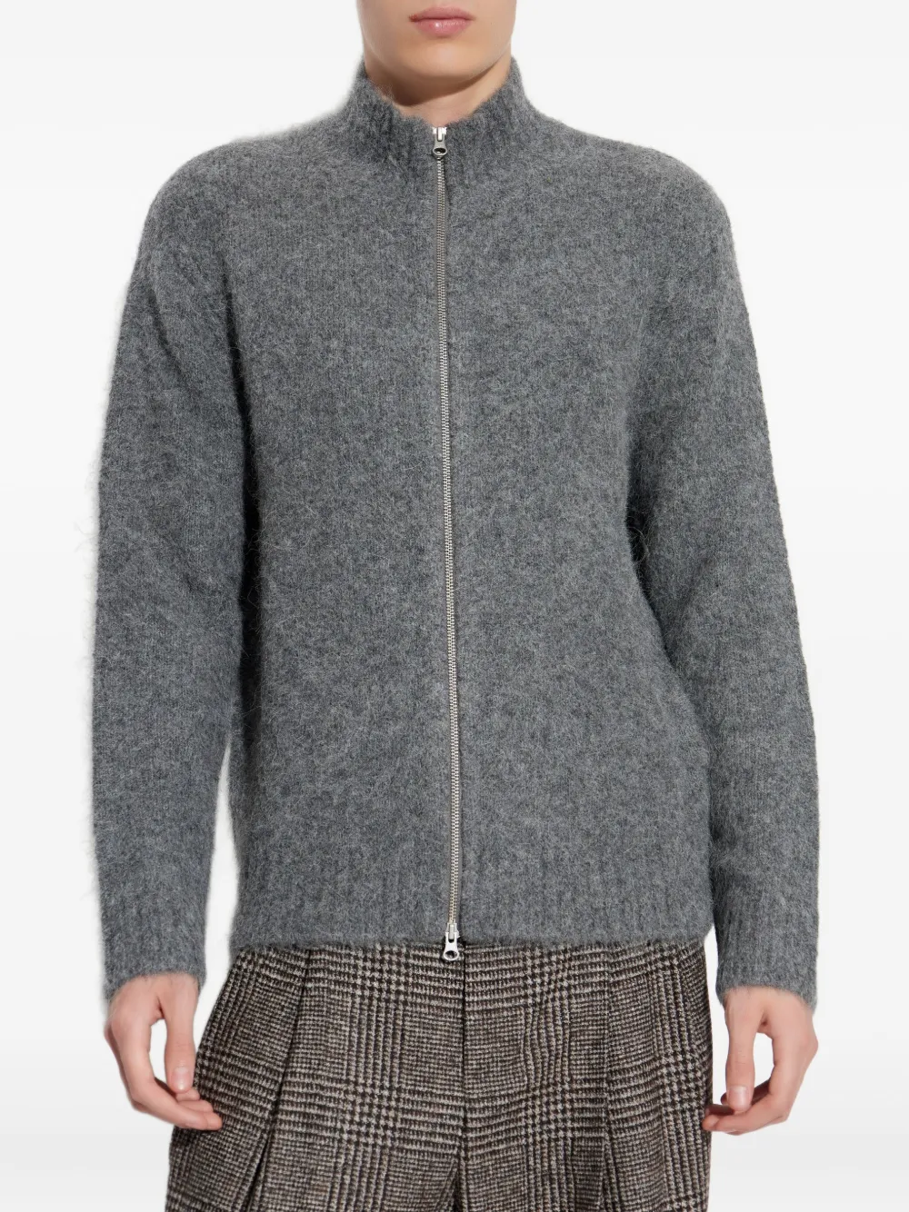 Samsoe & Samsoe Sajean Zip Cardigan In Gray