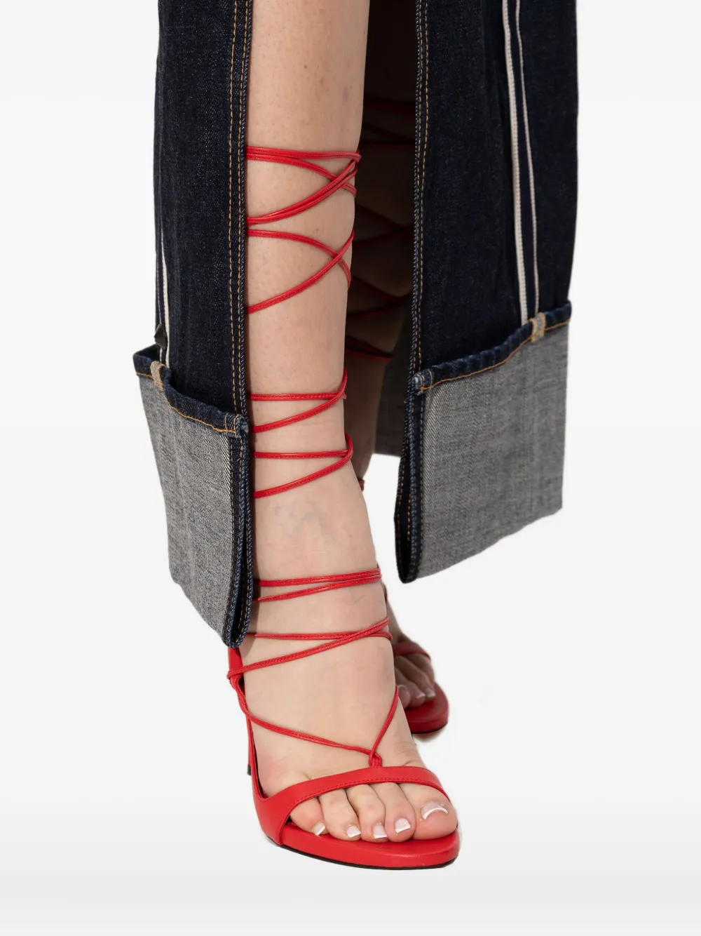 Dsquared2 X 120mm Vaquera Lace-up Heeled Sandals In Red