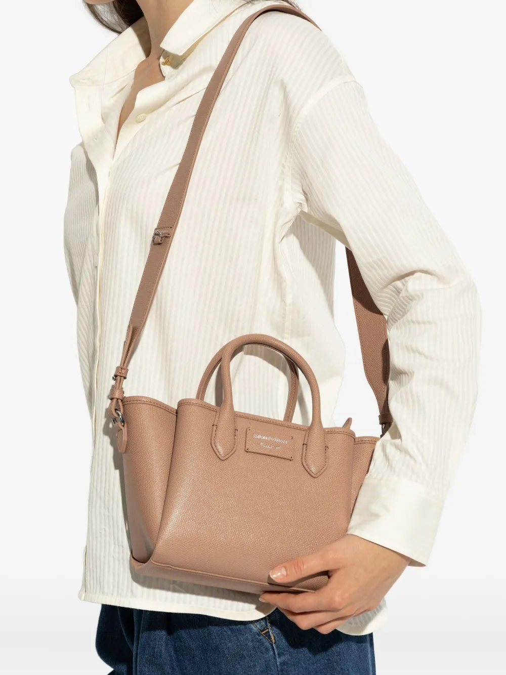 Emporio Armani Shopper met logoprint - Bruin