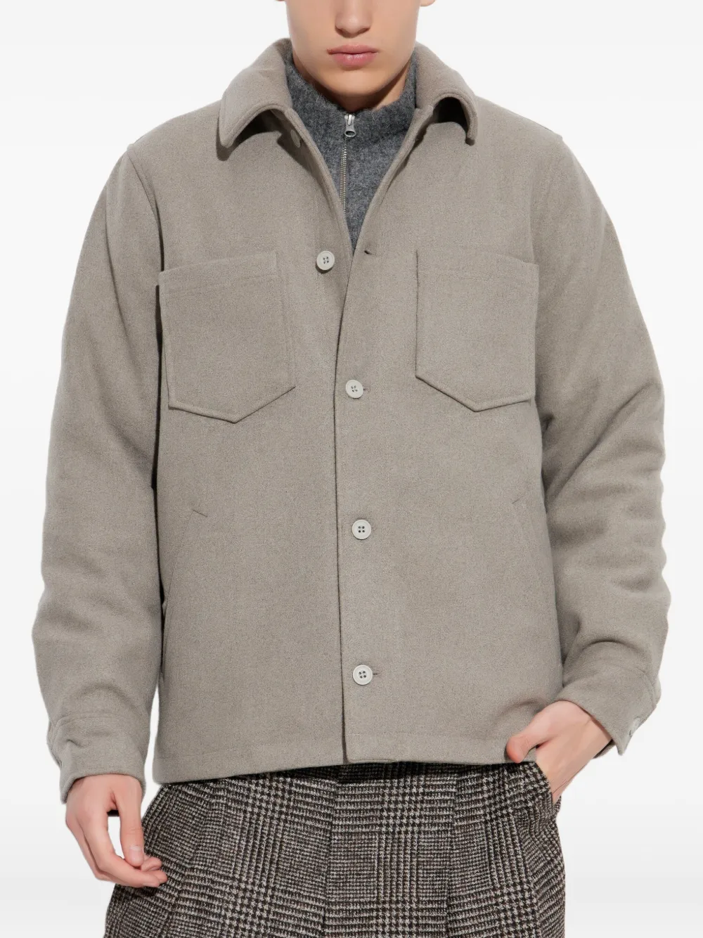 Samsoe & Samsoe Pally Buttoned Pocket Shirt Jacket In Neutral