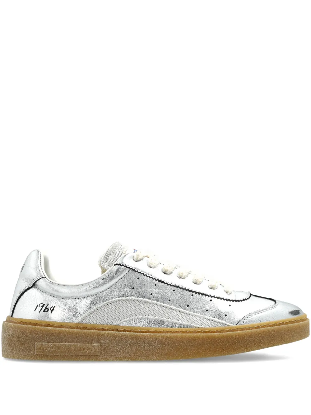 Dsquared2 Rider Lace-up Leather Sneakers In Silver