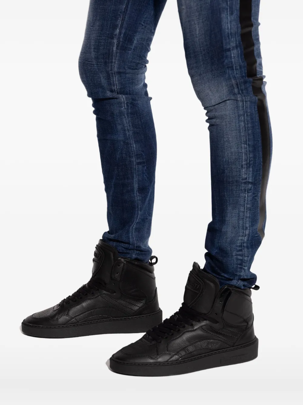 DSQUARED2 High-top leren sneakers Zwart