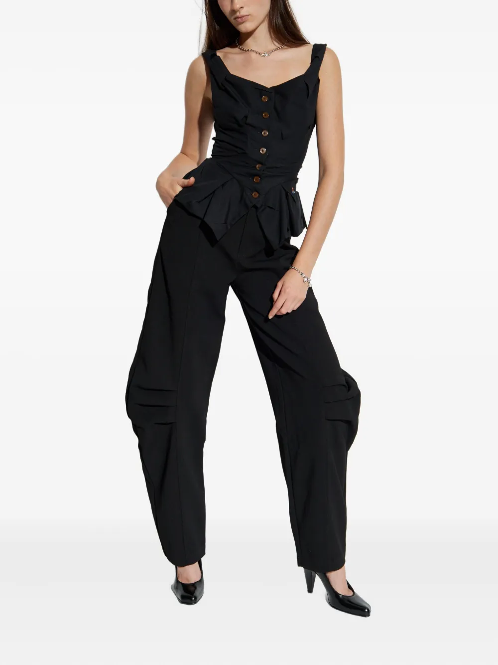 Vivienne Westwood Orb-detail peplum top - Zwart