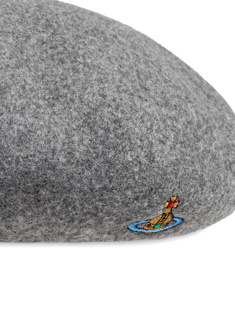 Vivienne Westwood Logo Embroidered Beret In Gray
