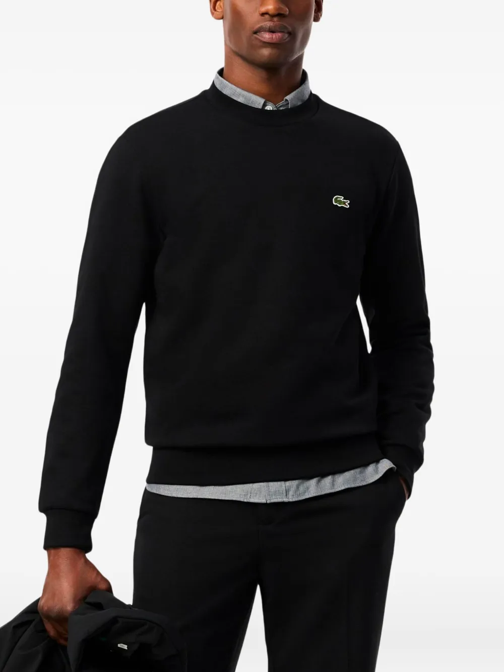 Lacoste logo-embroidered crew-neck sweater - Zwart