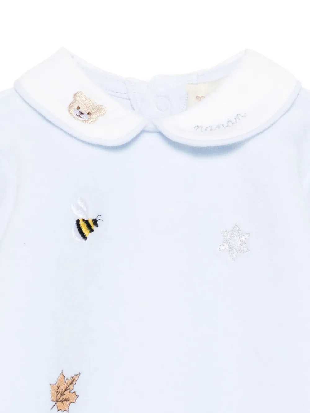 NANAN Romper met ronde kraag en borduurwerk Blauw