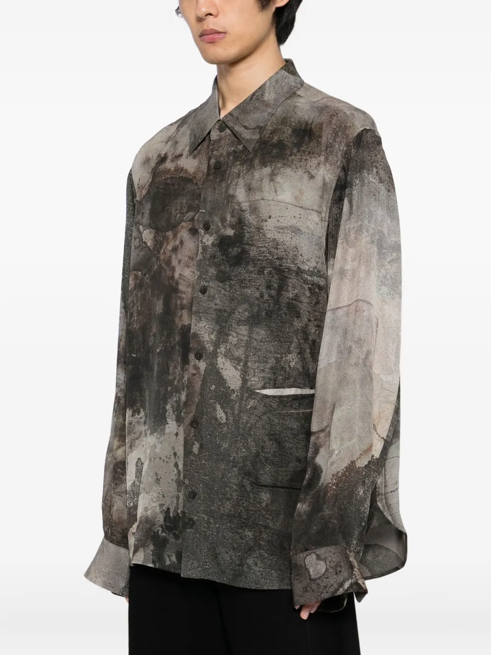 Ziggy Chen Printed Silk Shirt In Multi