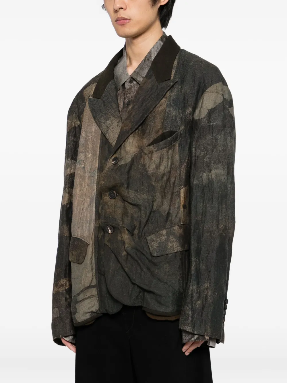 Ziggy Chen Printed Blazer In Gray