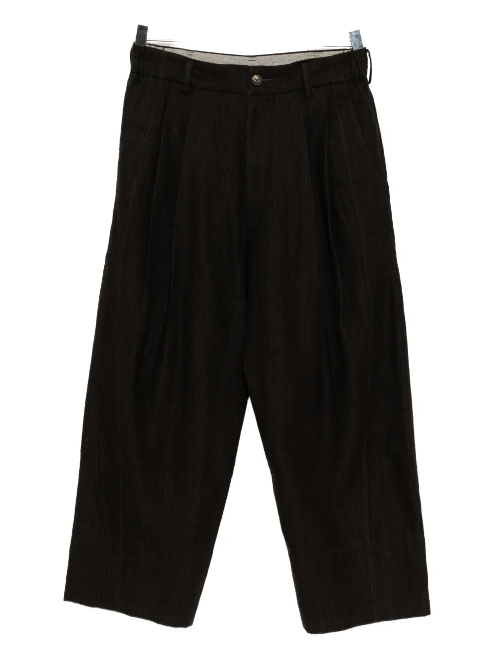 Ziggy Chen Pleated Wide-leg Trousers In Brown