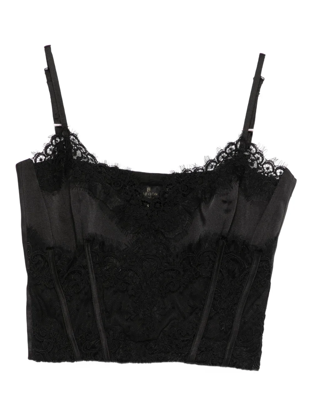 Babylone Paris Lace-trimmed Cropped Top In Black
