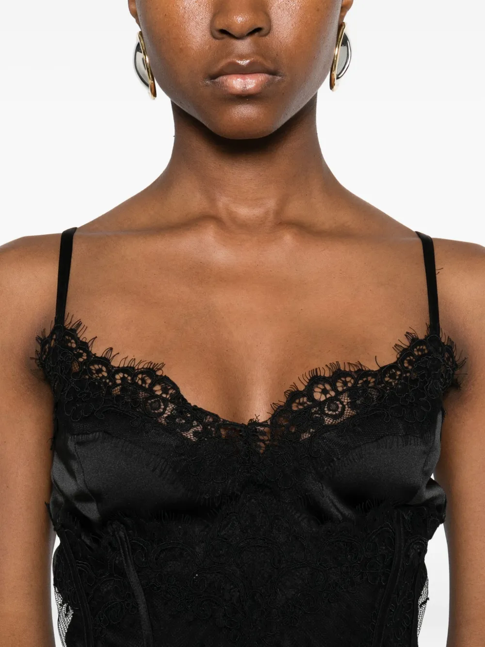 Babylone Paris Lace-trimmed Cropped Top In Black