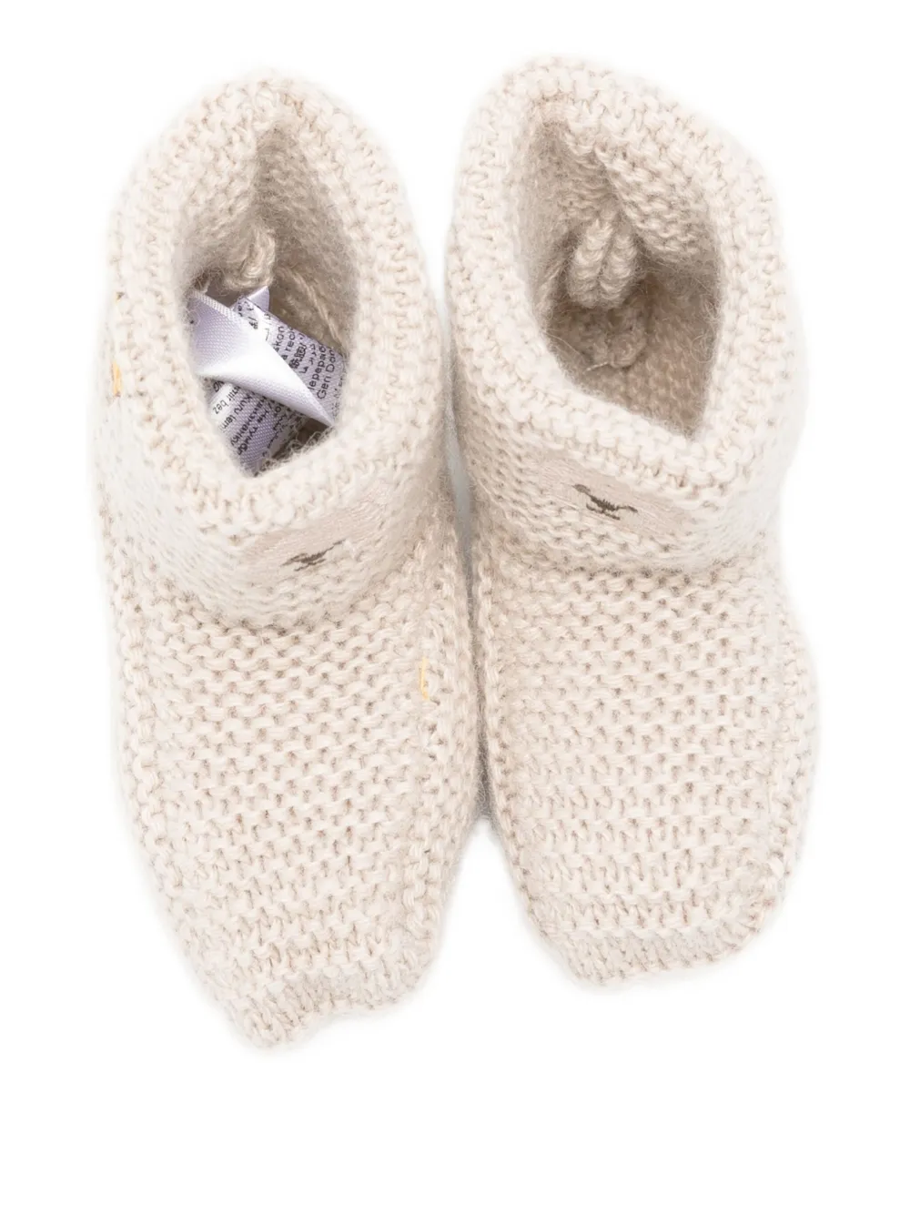 NANAN Slippers met geborduurd blad Beige