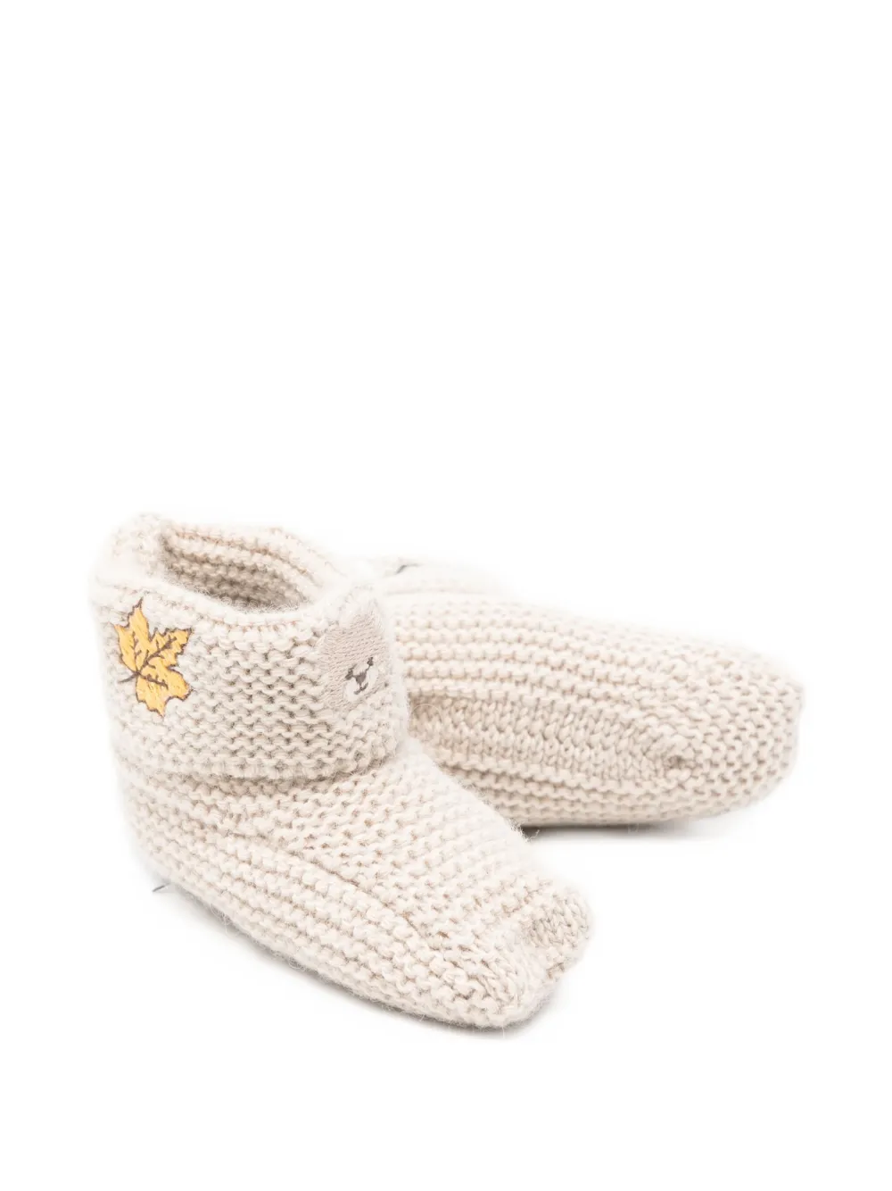 NANAN leaf-embroidered slippers - Beige