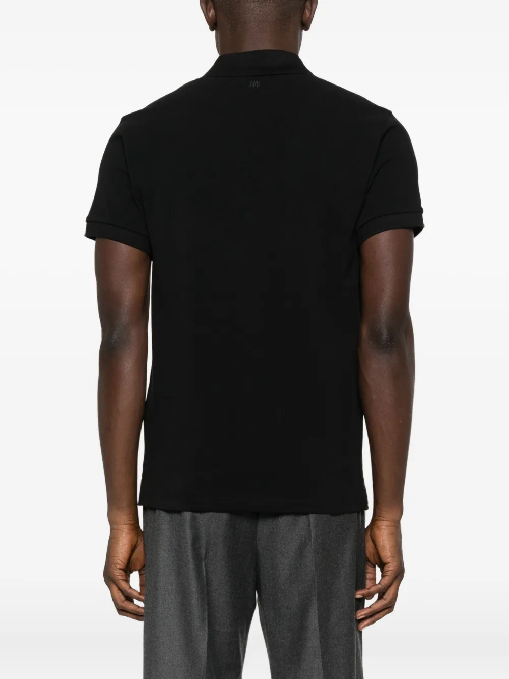 Ami Alexandre Mattiussi Heart-embroidered Polo Shirt In Black