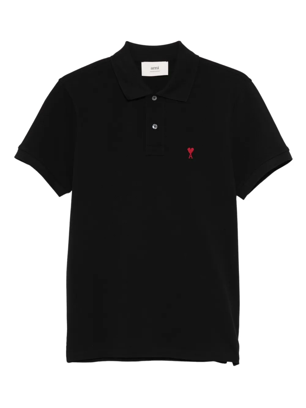 Ami Alexandre Mattiussi Heart-embroidered Polo Shirt In Black
