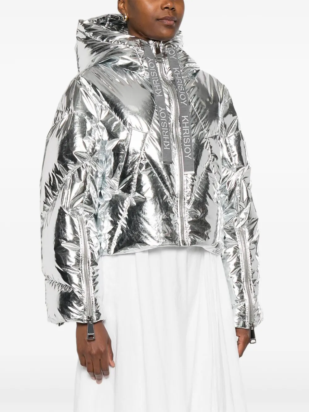  Khrisjoy Logo-drawstrings Padded Jacket - Silver 