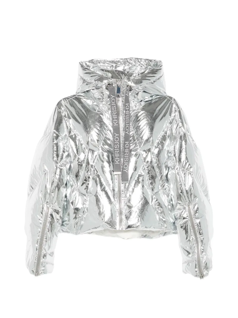 Khrisjoy logo-drawstrings padded jacket - Argento