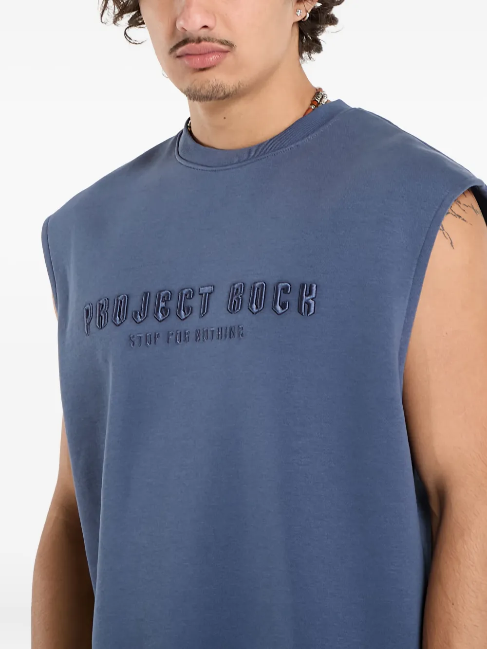 Under Armour Project Rock Icon Sleeveless Sweatshirt In Blue