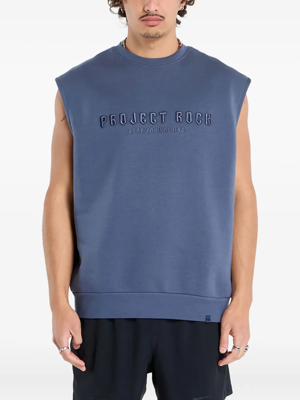 Under Armour Project Rock Icon sleeveless sweatshirt | Blue | Image 1
