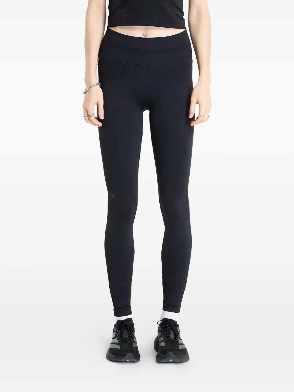 Under Armour Project Rock high-rise ribbed leggings - Nero