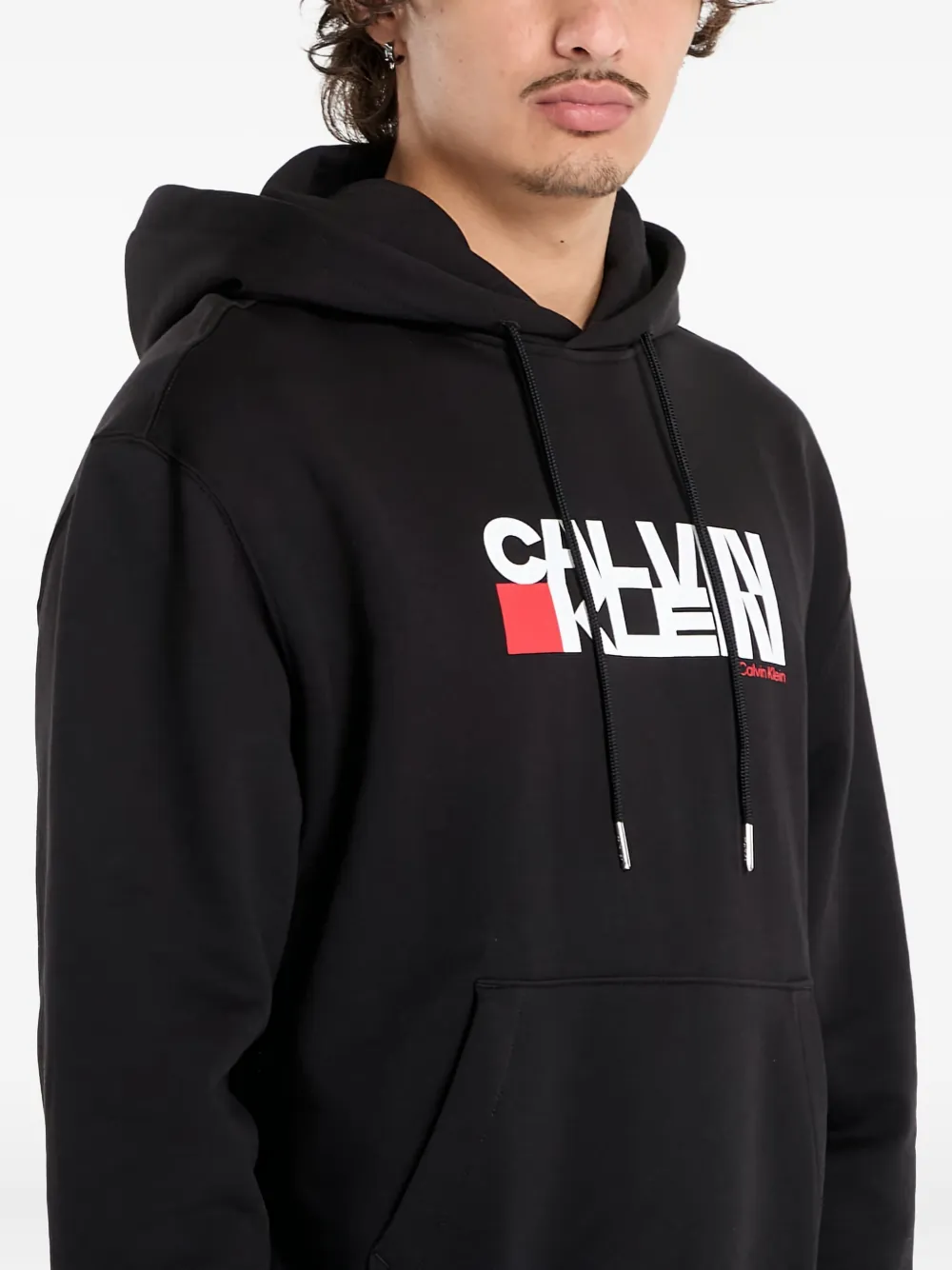 Calvin Klein logo-detail hooded sweatshirt Zwart