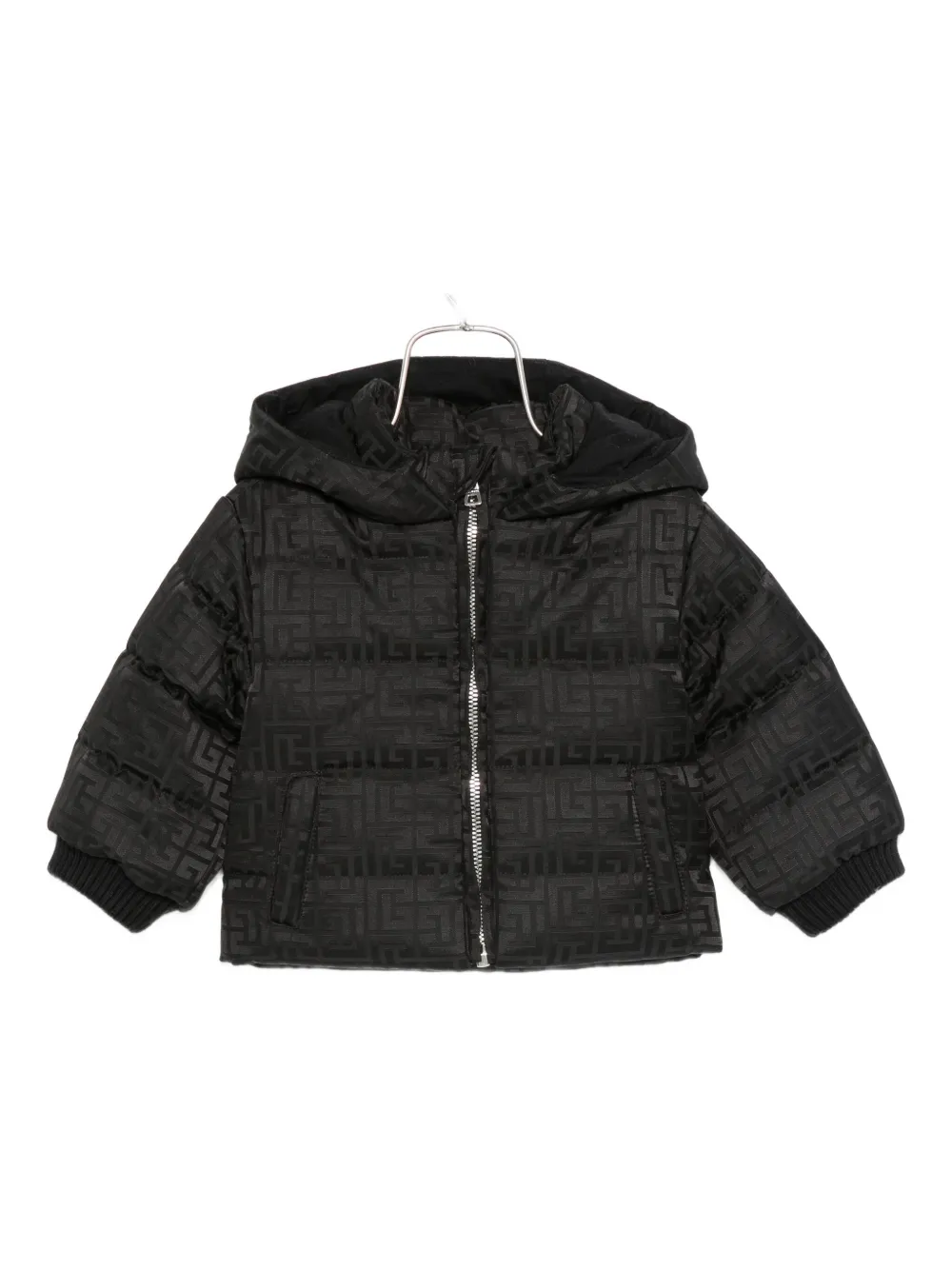 Balmain Babies' Quilted Hooded Jacket In Black