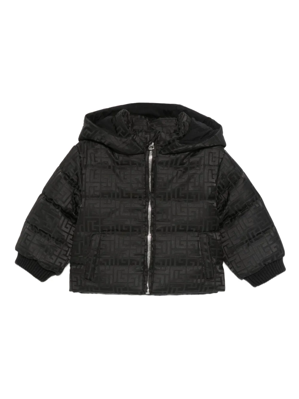 Balmain Kids quilted hooded jacket | Black | Image 1