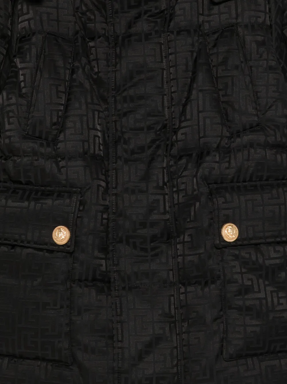 Balmain Kids Jas met monogram en capuchon Zwart