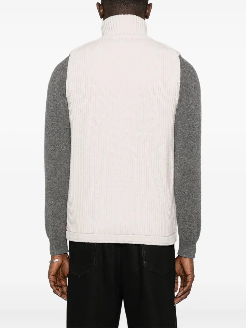 Alpha Studio Zip-up Sleeveless Cardigan In Neutral