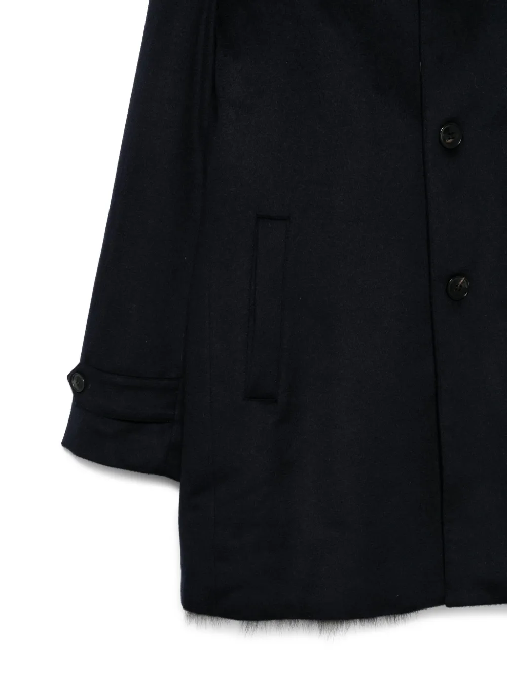 Manzoni 24 Kasjmier jas met getextureerde kraag Blauw