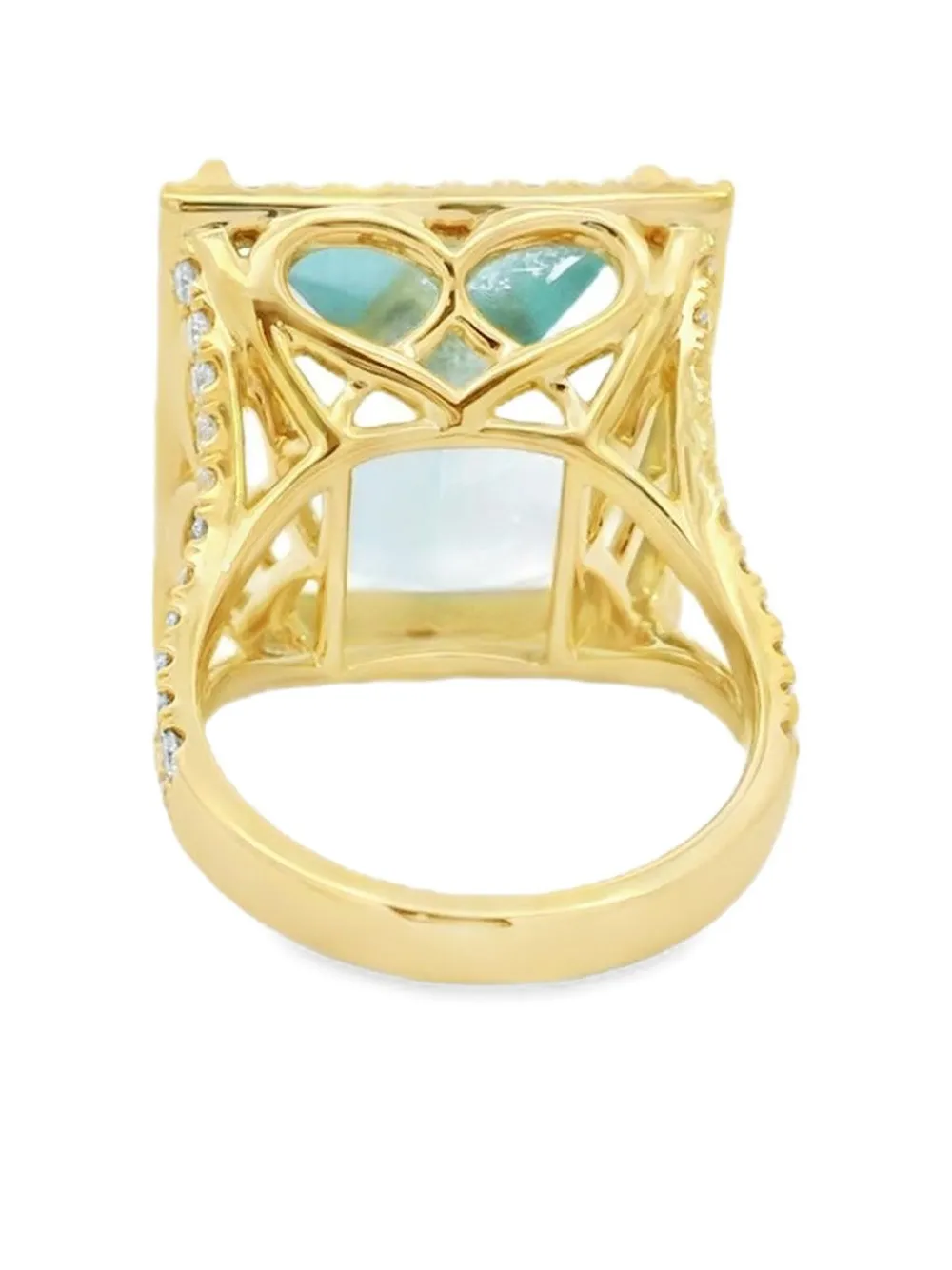 Lisa Nik 18k Yellow Gold Mirror Cut Green Beryl Ring In Blue