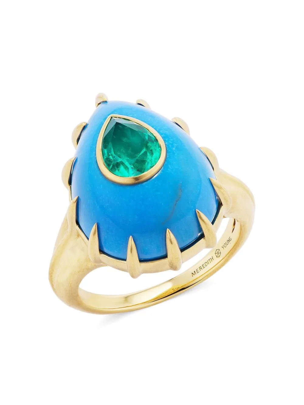 Meredith Young Anello Emerald Futuristic in oro giallo 18 carati - Blu