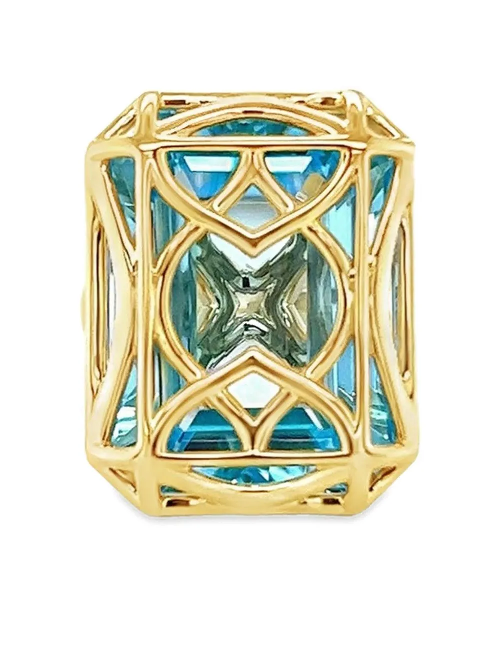 Lisa Nik 18k Yellow Gold Caged Blue Topaz Ring In Gold