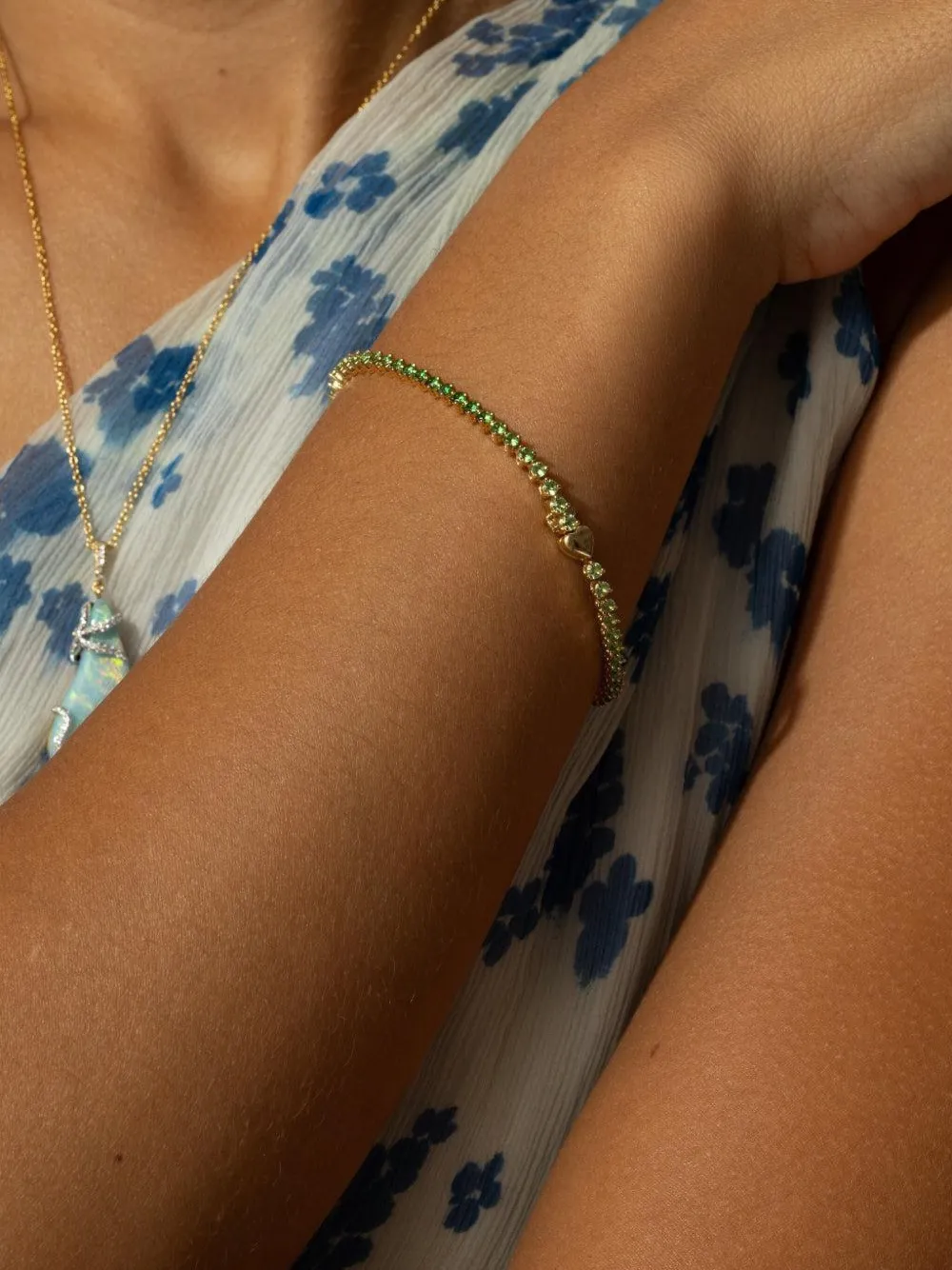 Lisa Nik 18k Yellow Gold Tsavorite Garnet Bracelet In Brown