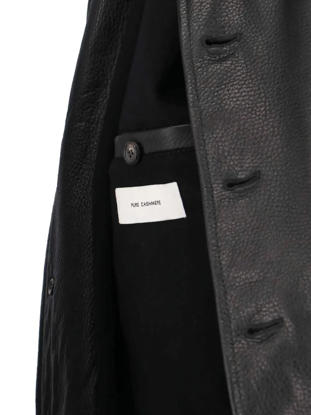 Valstar Textured Black Leather Jacket With Cashmere Ribbed Collar In Black