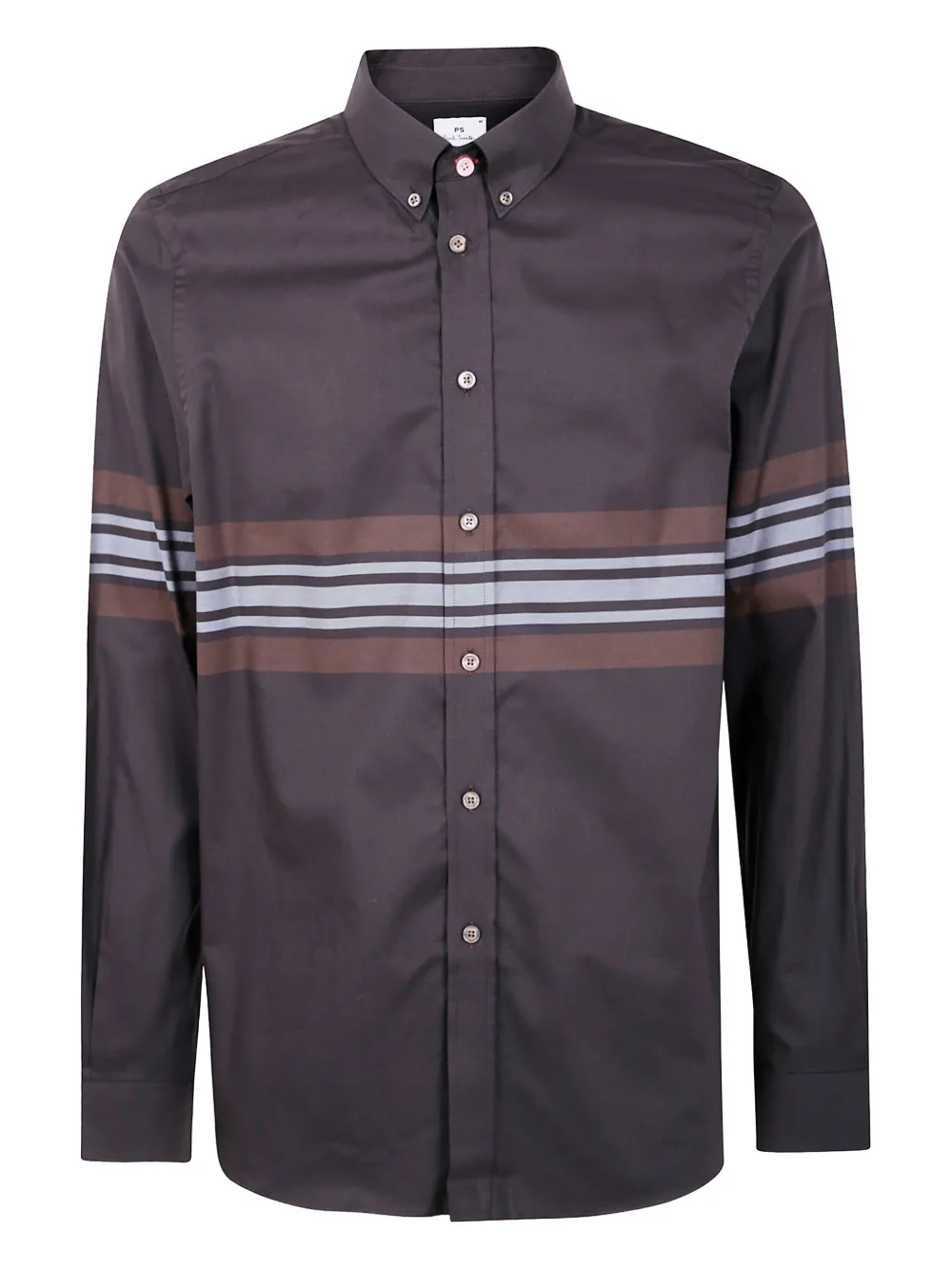 Paul Smith Mens Long Sleeve Striped Shirt Button Down In Burgundy
