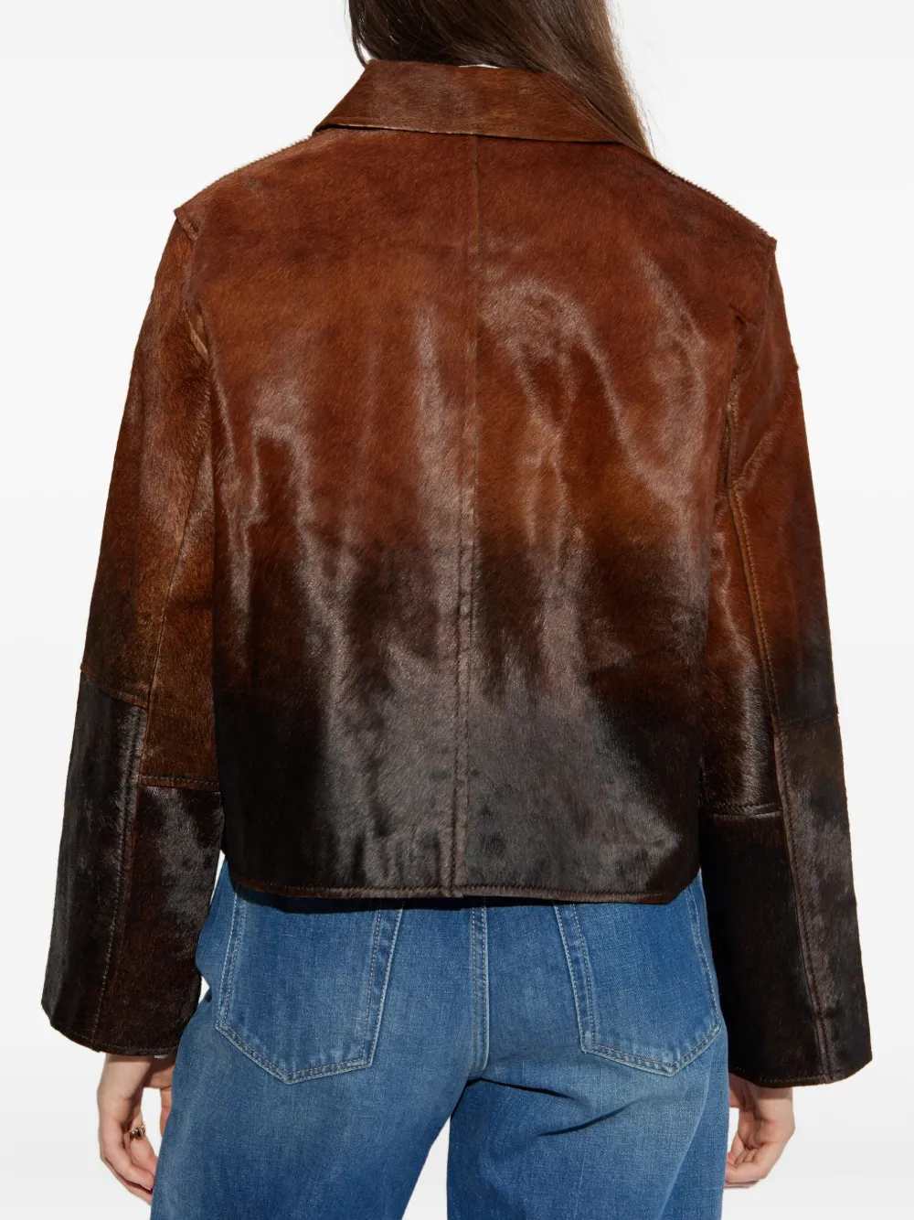 Samsoe & Samsoe Zippered Long-sleeved Leather Jacket In Brown