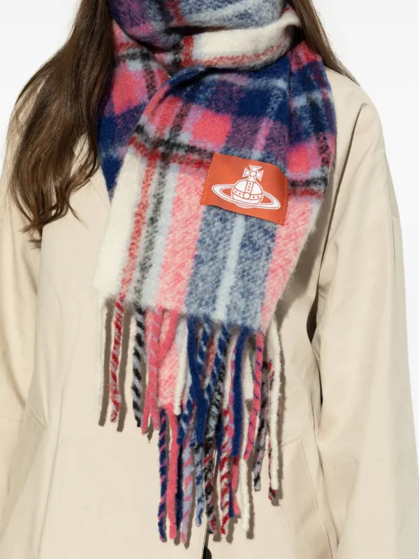 Vivienne Westwood plaid-check Fringed Scarf | White | FARFETCH