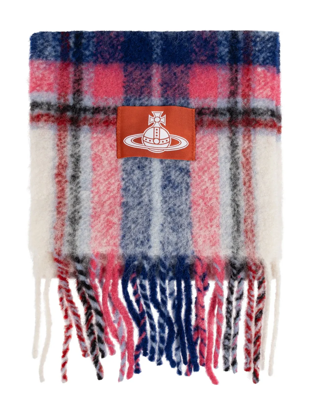 Vivienne Westwood plaid-check fringed scarf | White | Image 1