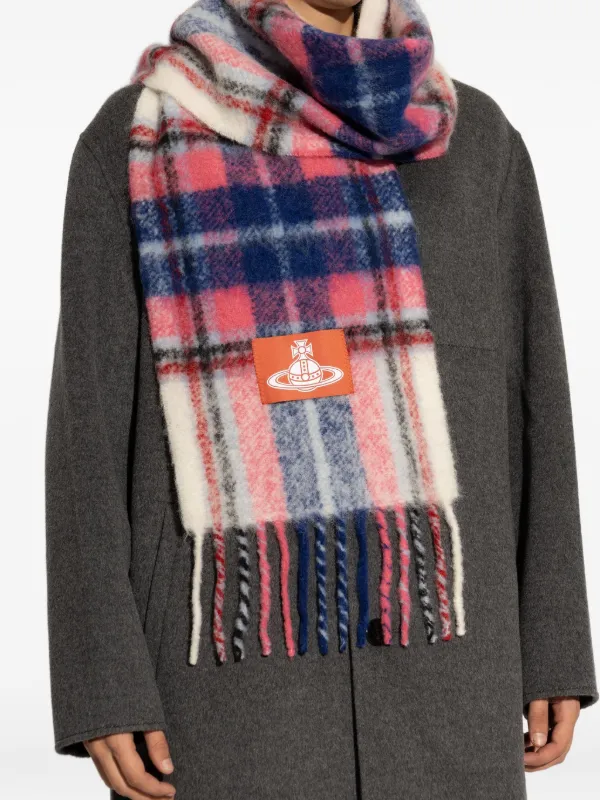 Vivienne Westwood plaid-check Fringed Scarf | White | FARFETCH