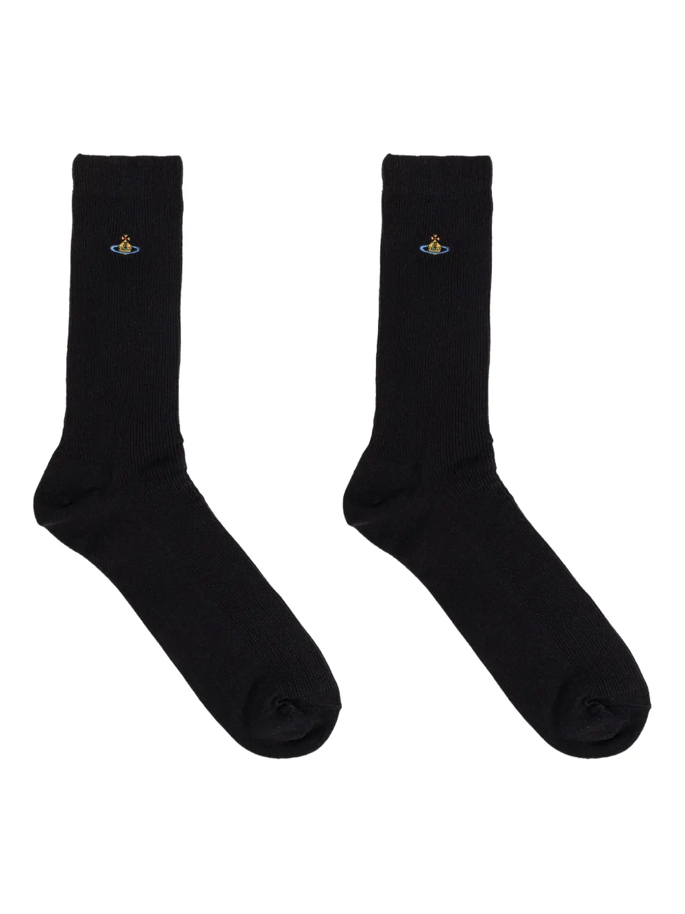 Vivienne Westwood Orb-embroidered ribbed socks | Black | Image 1