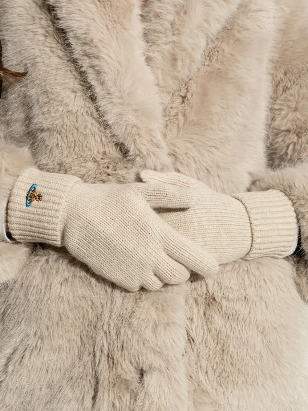Vivienne Westwood logo wool gloves - Beige