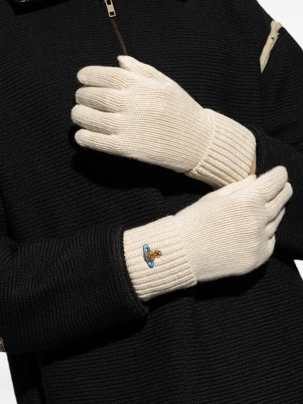 Vivienne Westwood Wollen handschoenen met logo Beige