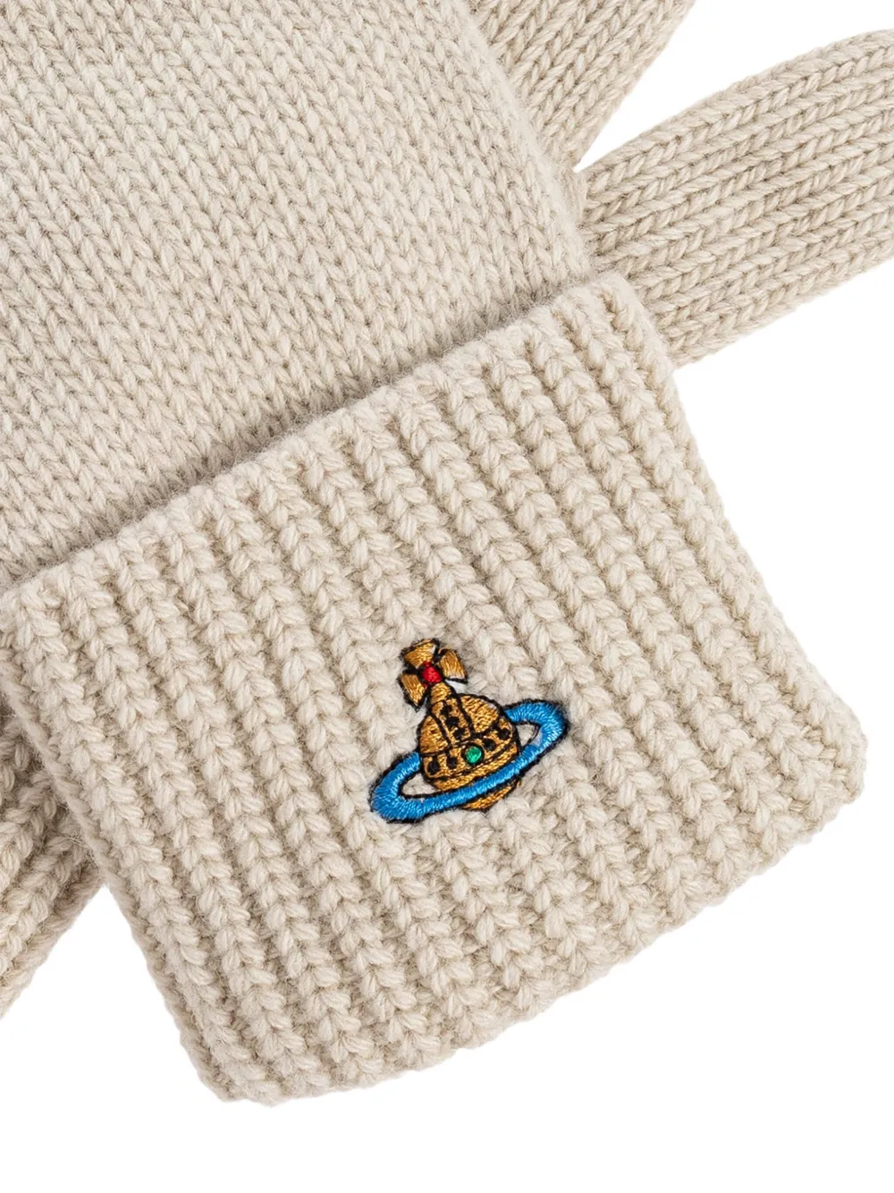Vivienne Westwood Wollen handschoenen met logo Beige
