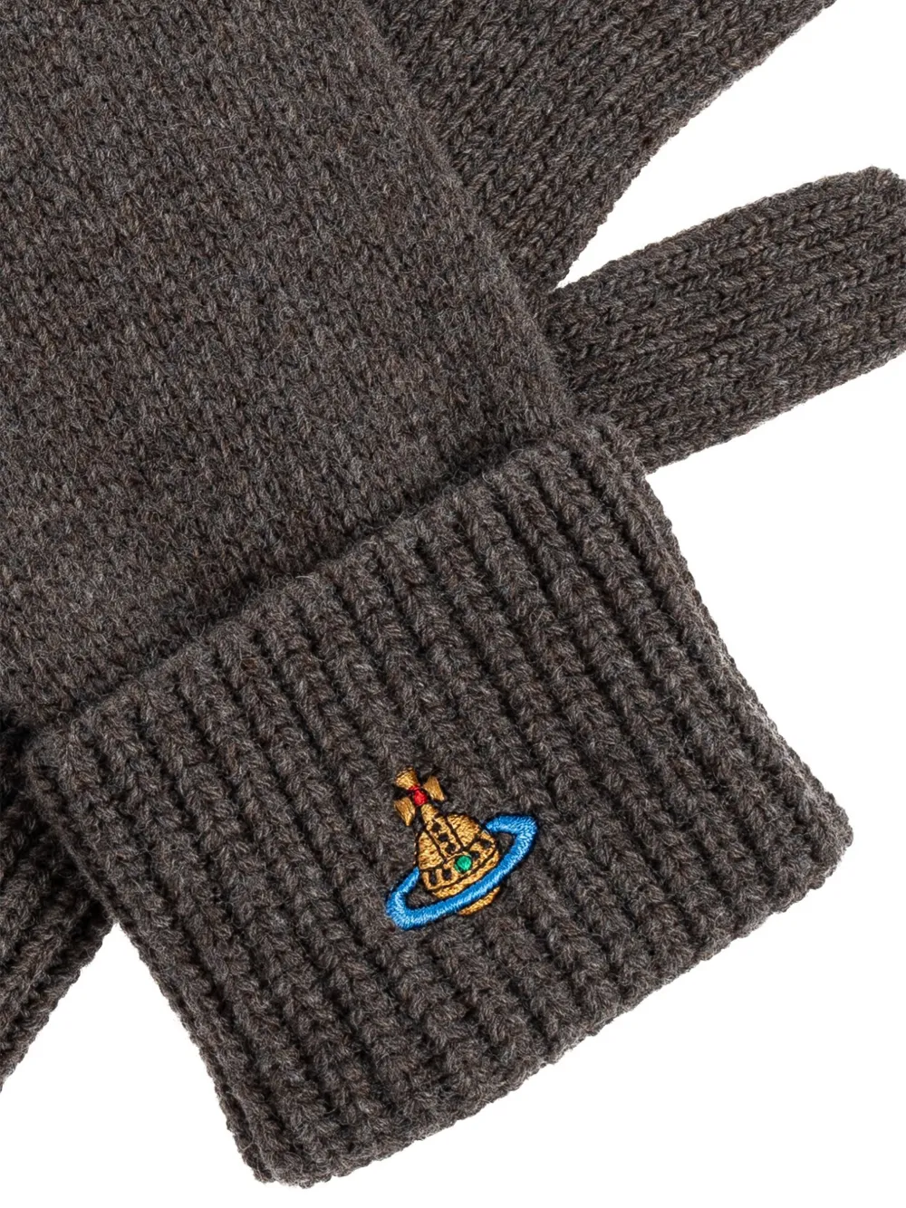 Vivienne Westwood Logo Wool Gloves In Gray