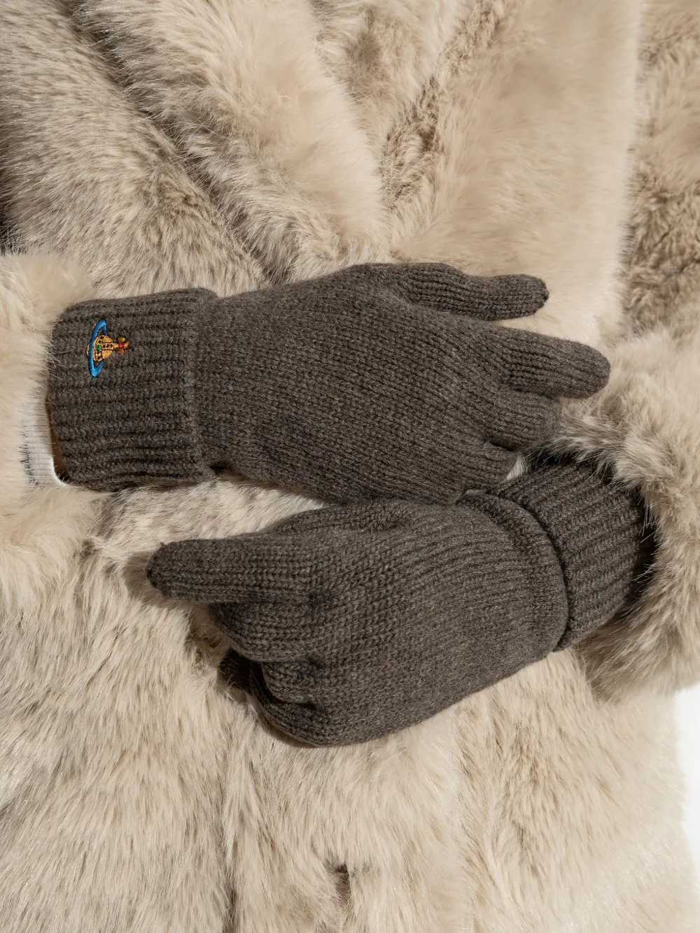Vivienne Westwood logo wool gloves - Grijs