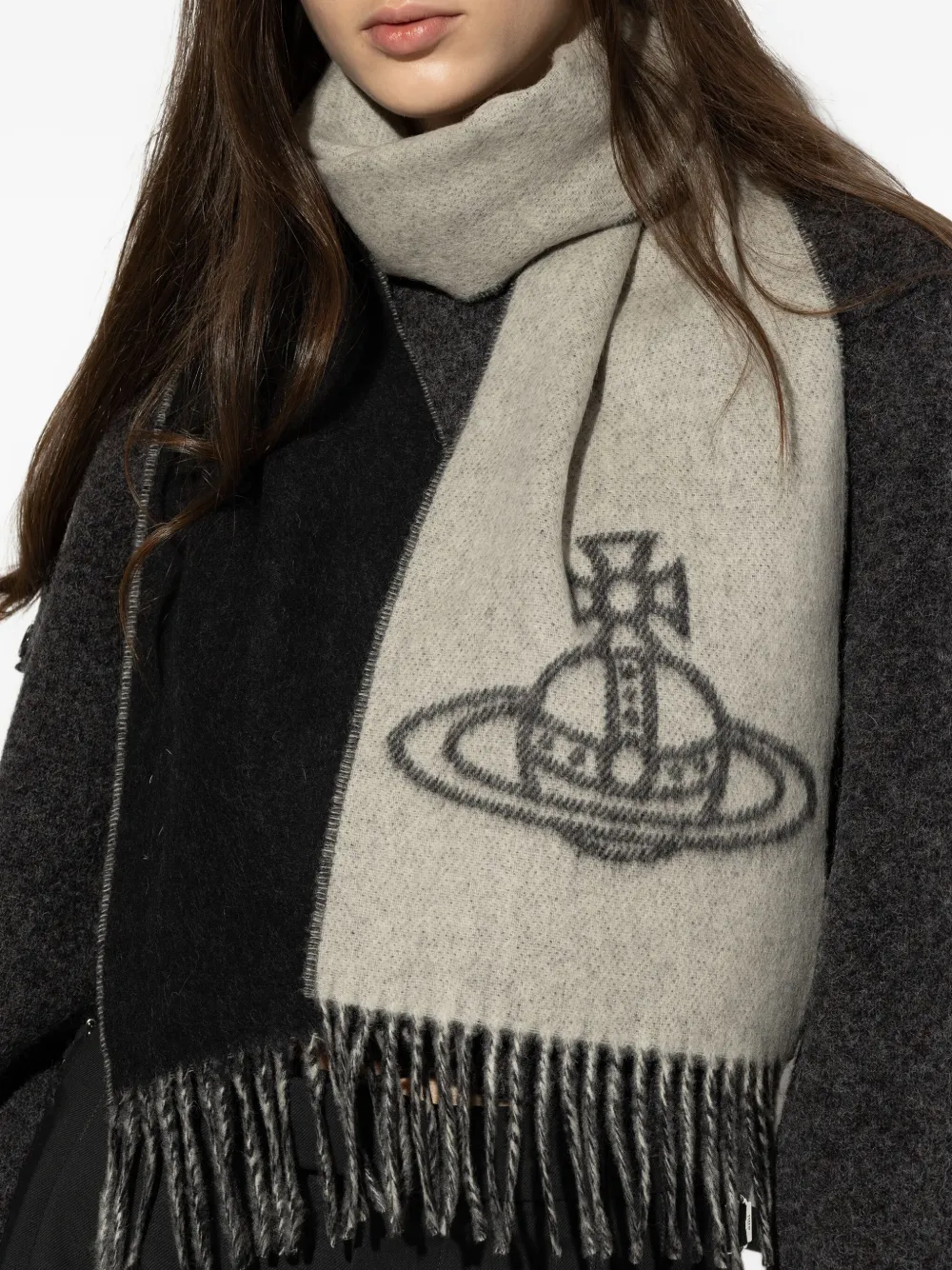 Vivienne Westwood オーブ フリンジ スカーフ | ブラック