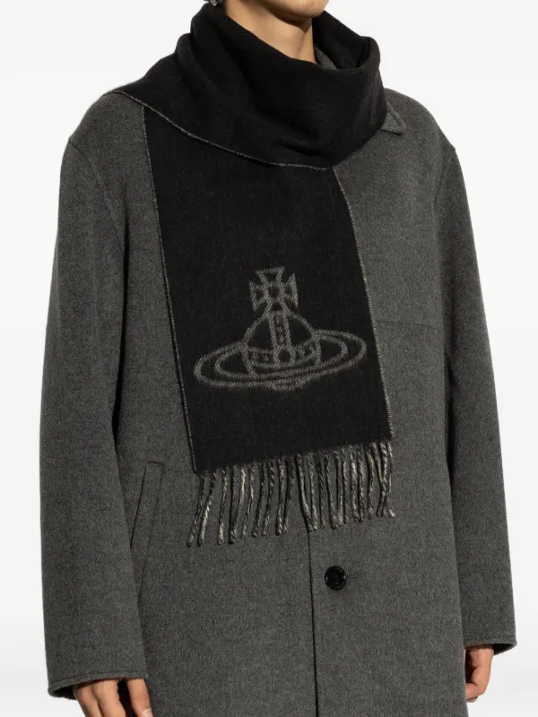 Vivienne Westwood Orb Fringed Scarf | Black | FARFETCH HK