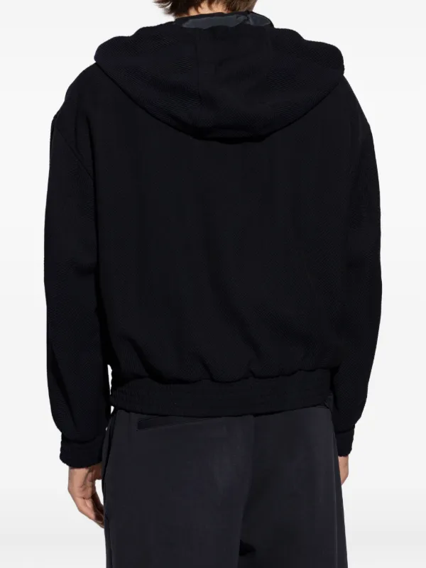 Emporio Armani Hooded Zip Wool Jacket | Black | FARFETCH JO